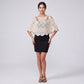 Crochet Openwork Poncho Capelet with Round Neck, Draped Short Sleeves and Scalloped Hem 11.8*39.3In