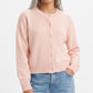 Crewneck Button-Front Knit Cardigan Sweater