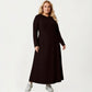 Plus Size Long Sleeve Hooded Maxi Dress with Relaxed Fit Silhouette and Soft Flowy Hem