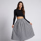 Gingham Midi Skirt with Smocked Waistband, Gathered A-Line Shape and Side Pockets