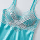 Satin-Look Lace Lingerie Nightgown with Shimmer Fringe
