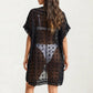 Sheer Crochet Trim Cover Up Dress with Tassel Detail Relaxed Fit and Short Sleeves