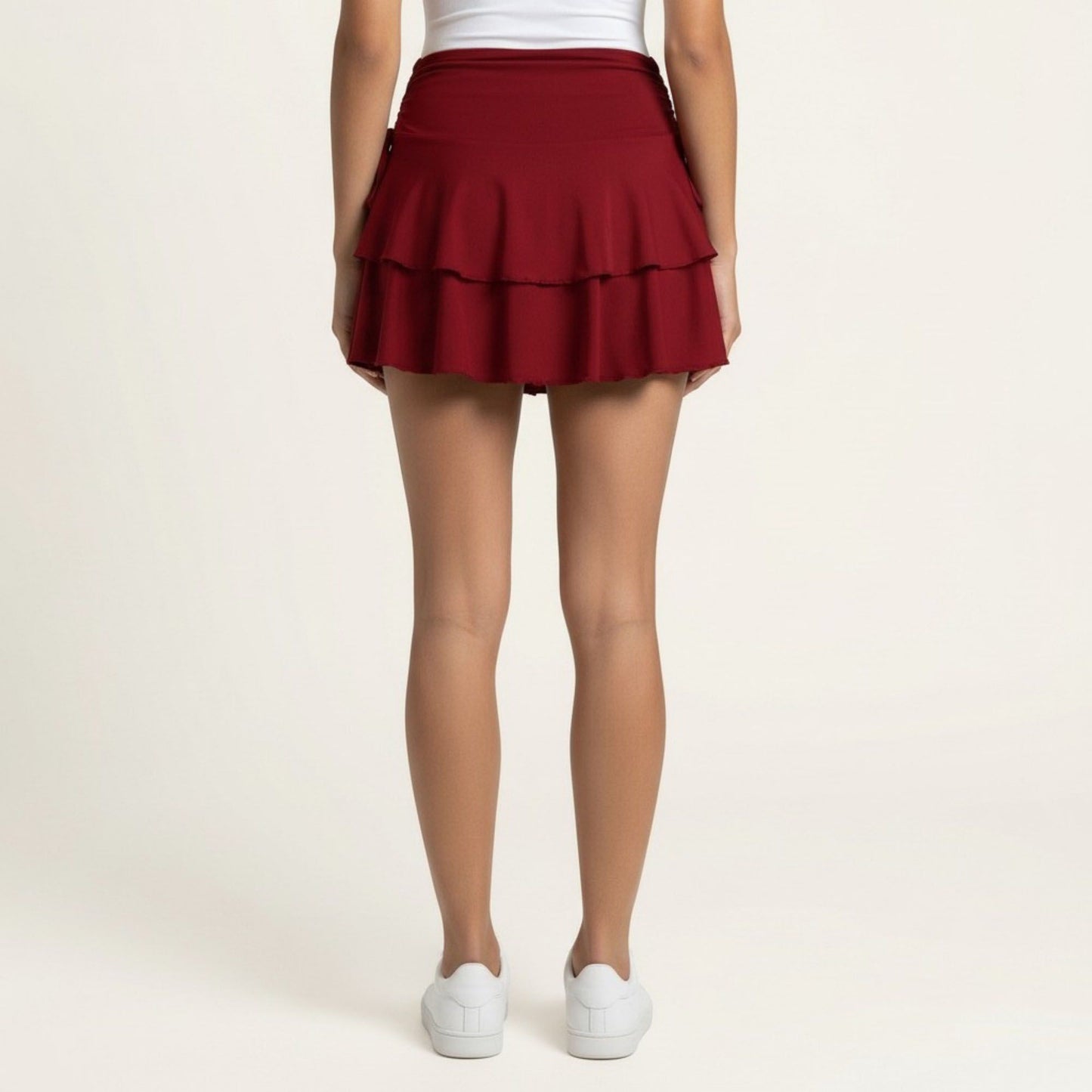 Tiered Ruffle Mini Skirt Side Tie High Waist Flowy Lightweight Casual Skirt