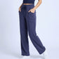 High Rise Drawstring Wide Leg Utility Pants with Patch Pockets