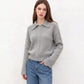 Cable Knit Collared Sweater with Flared Cuffs