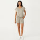 2-Piece Set Short Sleeve V Neck Top and Drawstring Shorts with Pockets Relaxed Fit Lounge Set