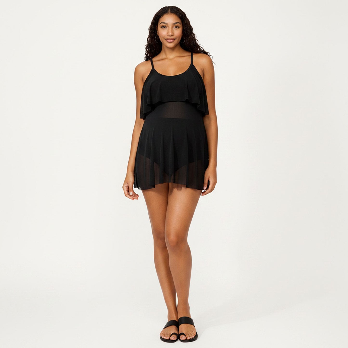 Two-Piece Maternity Swimwear Set with Ruffled Halter Top and High-Waisted Bikini Bottom
