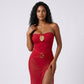 2-Piece Strapless One Piece Swimsuit with Sheer Wrap Skirt