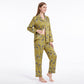 Giraffe Print 2 Piece Pajama Set with Long Sleeve Button Down Top and Pants
