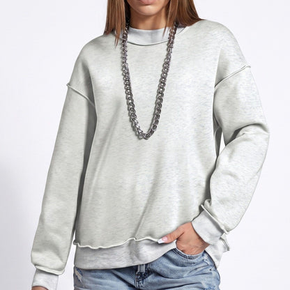 Exposed Seam Drop Shoulder Long Sleeve Pullover Sweatshirt