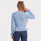 Ruffle Hem Crew Neck Long Sleeve Knit Sweater