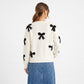 Bow Print Crewneck Long Sleeve Knit Sweater