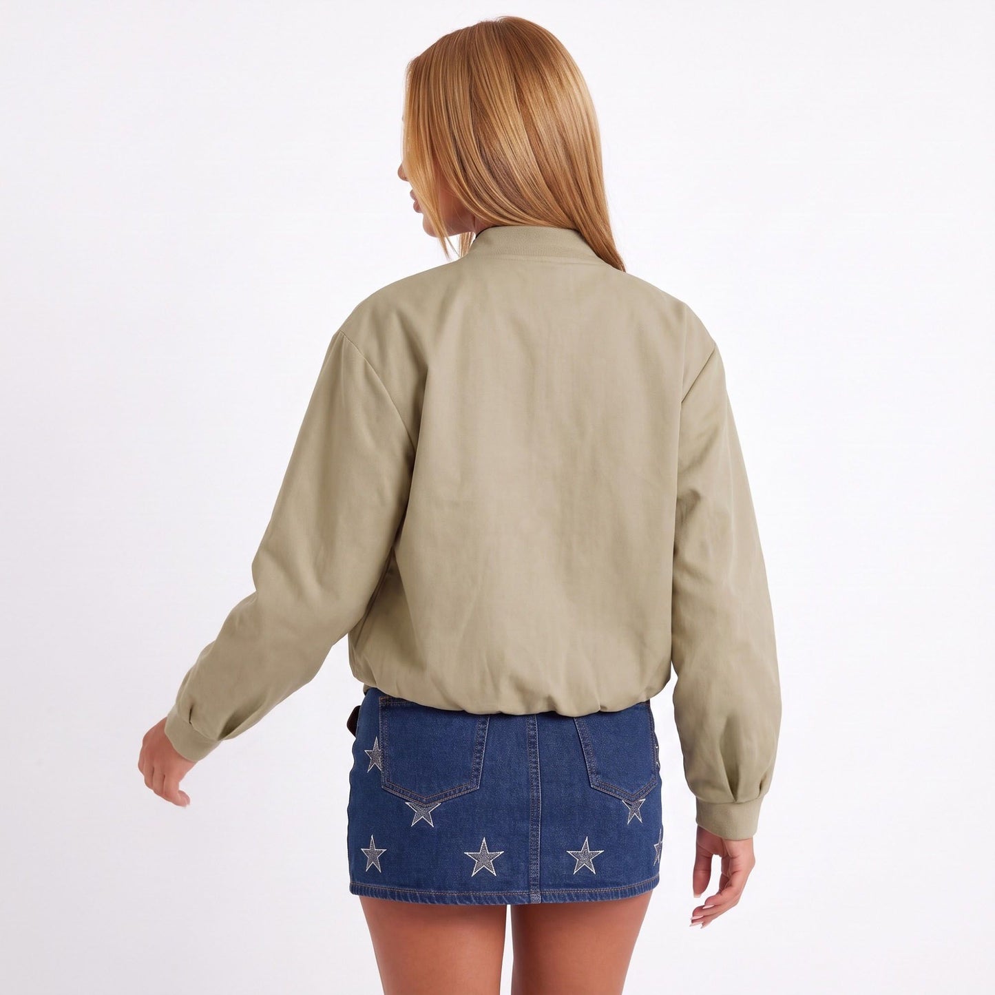 Casual Lightweight Cropped Bomber Jacket