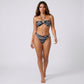 2-Piece Zebra Print Halter Bandeau Bikini Set with Starfish Accents