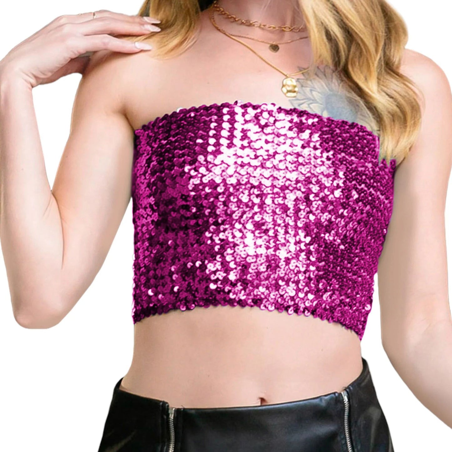 Strapless Glitter Sequin Sparkle Bandeau