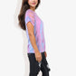 Short Sleeve Tie-Dye Top with Cut-Out Shoulder