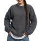 Oversized Chunky Knit Crewneck Pullover Sweater