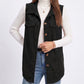 Button Front Corduroy Vest with Flap Pockets