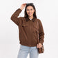 Utility Jacket Zip Front Contrast Collar Chest Pockets Relaxed Fit