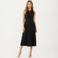 Sleeveless Midi Dress with Pleated Skirt and Tie Neck Detail