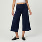 Foldover Waistband Cropped Wide-Leg Trousers