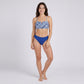 2 Piece Bikini Set with Printed Halter Top and High Waist Bottom
