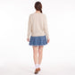 V-Neck Chevron Pointelle Knit Long Sleeve Sweater