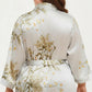 Plus Size Satin Floral Kimono Robe with Self Tie Belt Longline Open Front Lightweight Sleepwear
