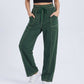 High Rise Drawstring Wide Leg Utility Pants with Patch Pockets