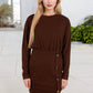 Long Sleeve Button-Detail Bodycon Dress Side Wrap Design