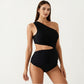Maternity One-Shoulder Swimsuit with Cutout Detail and High Waist Design