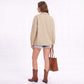 Oversized Denim Jacket Button Front Long Sleeve Jean Jacket With Patch Pockets