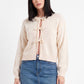 Tie-Front Long Sleeve Cropped Knit Cardigan