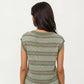 Sleeveless Striped Knit Top with Shoulder Button Detail and Relaxed Fit