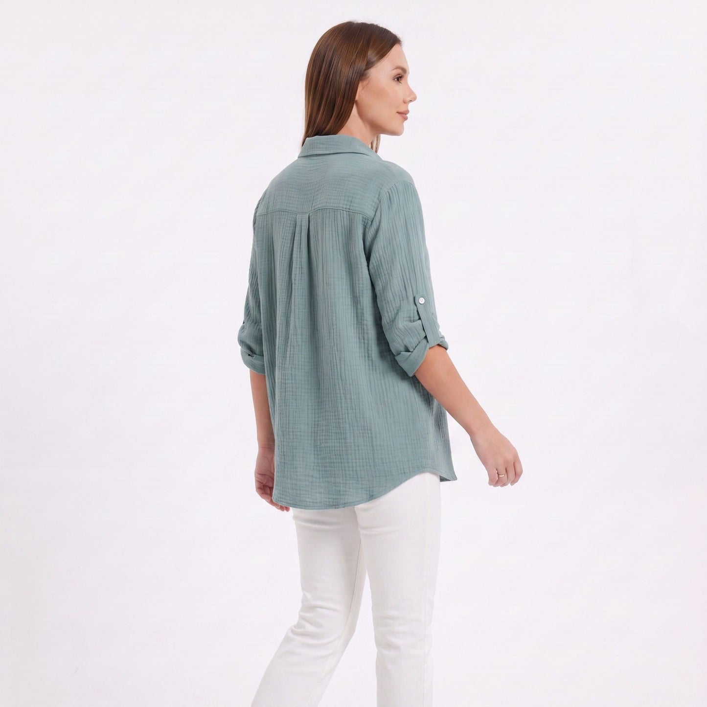 Long Sleeve Button Down Shirt with Collared Neckline