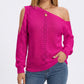 One Shoulder Cold Shoulder Pointelle Knit Long Sleeve Sweater