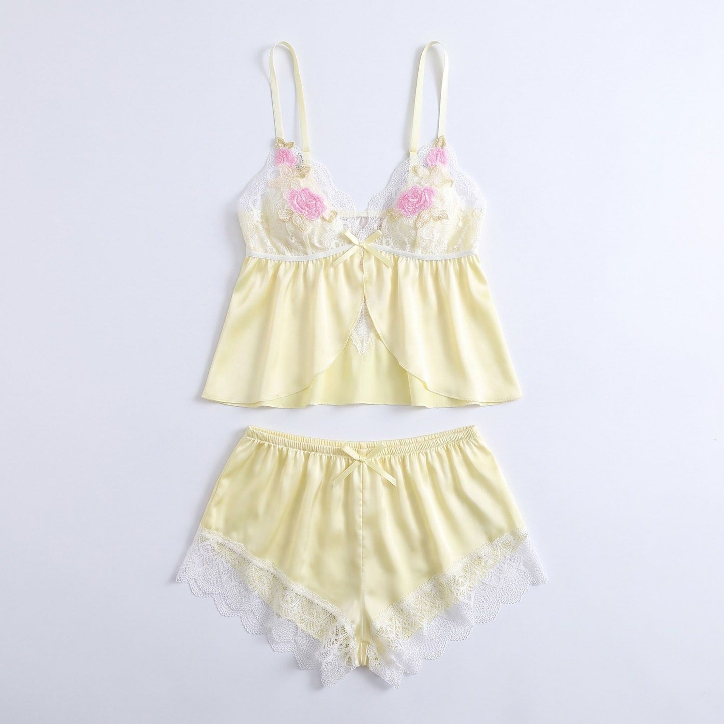 2-Piece Floral Lace Cami Top and Shorts Lingerie Set