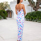 Floral Print Spaghetti Strap Maxi Dress Open Back Detail