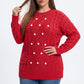 Plus Size Faux Pearl Cable Knit Tunic Sweater