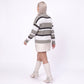 Plus Size Colorblock Striped V Neck Sweater