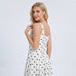Polka Dot Square Neck Fit and Flare Midi Dress