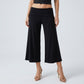 Foldover Waistband Cropped Wide-Leg Trousers