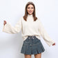 Turtleneck Bell Sleeve Relaxed Fit Knit Sweater