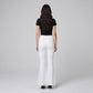 High Rise Flare Pants Button Front Stretch Wide Leg Hem Pants