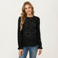 Floral Lace Long Sleeve Top with Intricate Openwork Pattern Soft Textured Fabric and Ruffled Cuff Detailing