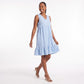 Sleeveless V-Neck Babydoll Ruffle Hem Dress with Pockets