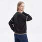 Contrast Stitch Crewneck Long Sleeve Knit Sweater
