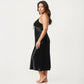 Plus Size Satin Chemise Nightgown with Lace Trim Neckline Adjustable Straps Side Slit Slip Dress