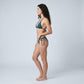 2-Piece Ribbed Triangle Halter Bikini Swimsuit with Beaded Straps Side Tie Bottoms and Smooth Stretch Fit