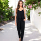 Spaghetti Strap Jumpsuit with Elastic Waist and Pockets